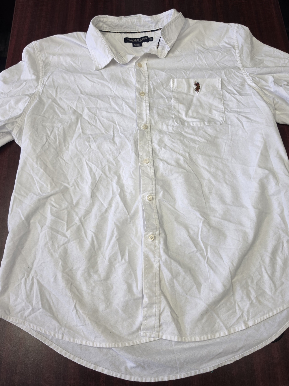 U.S. Polo Assn. Men's White Button-Down Shirt with Chest Pocket